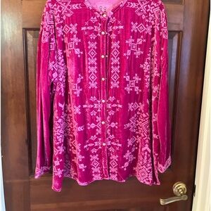 Johnny Was Pink Button Down Shirt